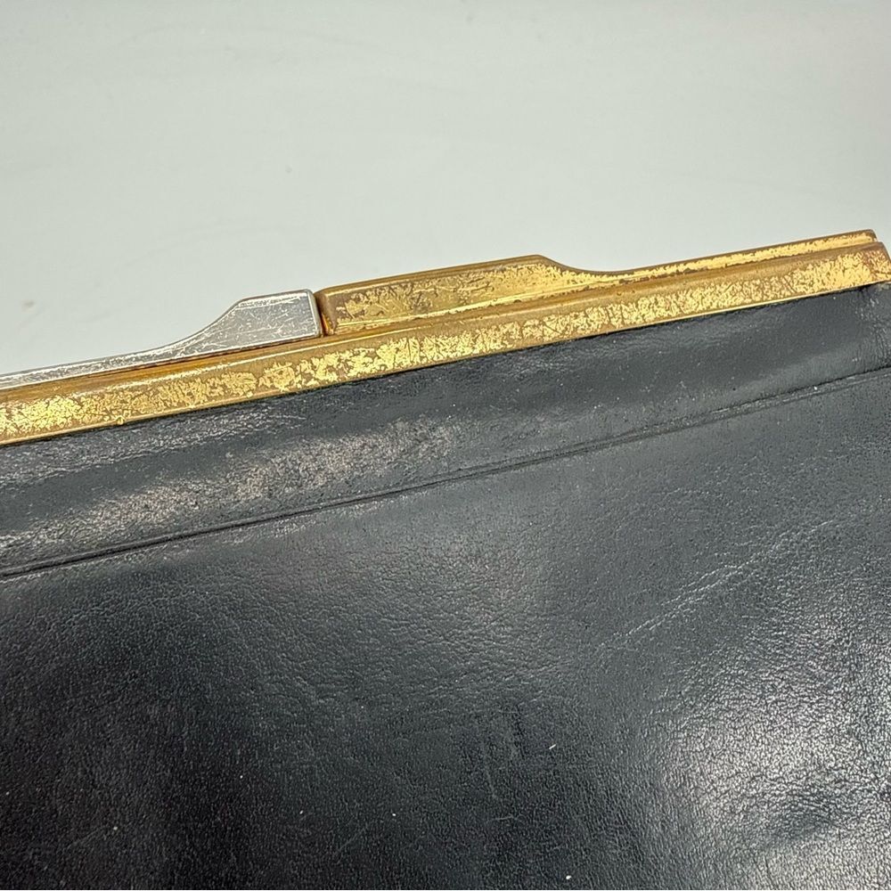 Gold Pfeil Sport Genuine Leather Wallet Black Made in Germany Vintage - Picture 7 of 14